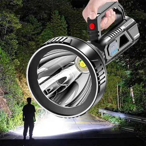Zuhause, im Freien, wiederaufladbare tragbare Taschenlampe mit 3 Modi, superstarke wiederaufladbare LED-Taschenlampe, große wiederaufladbare LED-Taschenlampe, Beleuchtung, wasserdichte wiederaufladbar (1/5)