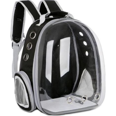 Double épaule Portable Porte-animal Sac à dos pour animaux de compagnie pour chiens de chats Voyage extérieur noir (1/4)