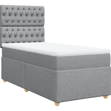 Maison Exclusive - Cama box spring con colchón tela gris claro 80 (1/5)