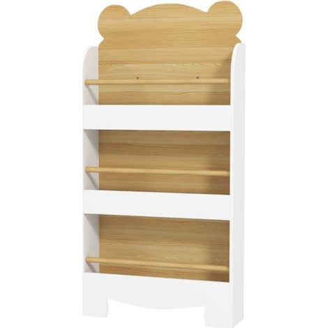 Bibliothèque, étagère Enfant 3 Niveaux Rangement Bois Jouets Livres Chambre Jeux Blanc 55x15x110cm (1/5)