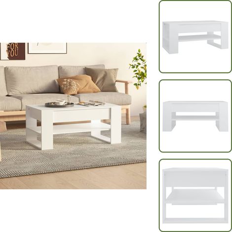 Couchtisch Weiß 102x55x45 cm Holzwerkstoff - Couchtisch - Wohnzimmertisch - Holzmöbel - Weißer Couchtisch - Behandeltes Holz (1/5)