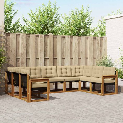 Outdoor-Sofagarnitur 9 pcs Natur und Beige Massivholz Akazie (1/5)