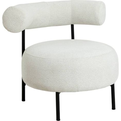 Fauteuil rond en tissu bouclette écru clair Maya