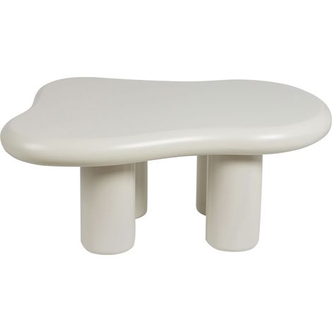 Tavolino da caffè moderno e minimalista Mobili Soggiorno Gambe rotonde in PVC Piano in MDF Forma ovale Bianco Ondle