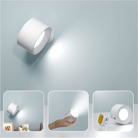 Applique murale intérieure, lampe LED tactile avec port USB, 3 niveaux de luminosité, 3 températures, rotative 360° (1/5)