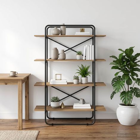 vidaXL Étagère 4 niveaux 100 x 35 x 140 cm PB Chêne artisanal (1/5)