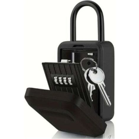 Wall-mounted secure key safe with 4-digit combination lock, extra-large model - Black (1/4)