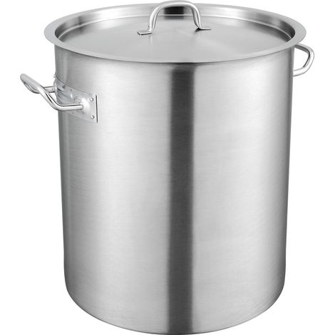 Marmite en acier inoxydable, 39,7 L, grande casserole polyvalente avec couvercle et poignées, finition polie, usage intensif professionnel, idéale pour grands groupes et événements. (128 caractères) (1/5)