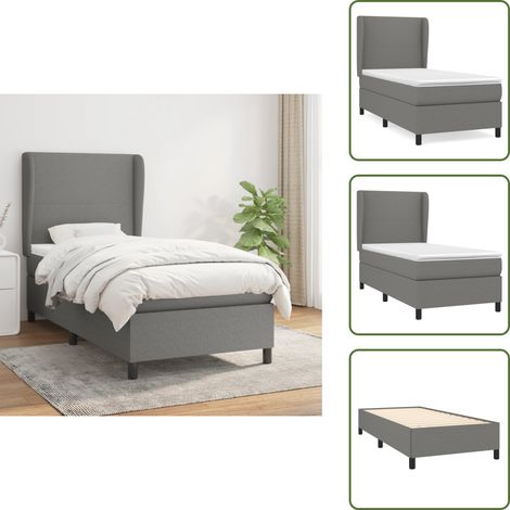 Boxspringbett mit Matratze Dunkelgrau 90x200 cm Stoff - Boxspringbett - Doppelbett - Bettenrahmen - Schlafsofa - Lattenrost (1/5)