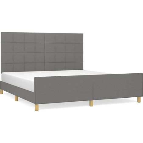 vidaXL Letto con testiera - Giroletto senza Materasso Grigio Scuro 180x200 cm Tessuto (1/5)