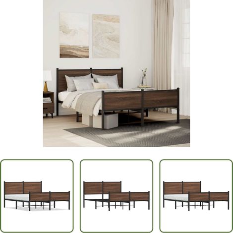 Eiche - Metallbett ohne Matratze Eichen-Optik 140x200 cm (1/5)