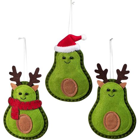 Eosnow 3 Stücke Weihnachten Avocado Grüne Puppe Anhänger Baum Hängende Dekoration Für Zuhause Tür Fenster Filz Ornamente