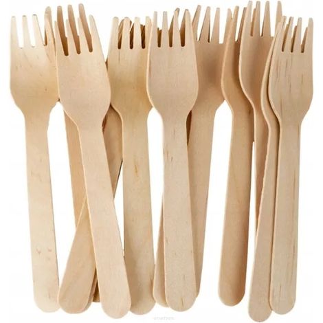 Bio-Holzgabeln, ökologisch, EKO, plastikfrei, 160 mm, 100 Stück. (1/2)