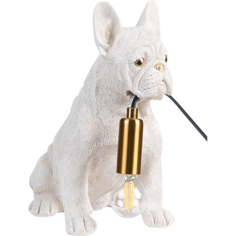 Lámpara de mesa con temática animal lámpara de noche con forma de bulldog lámpara de lectura para dormitorio blanco Bruno (1/5)