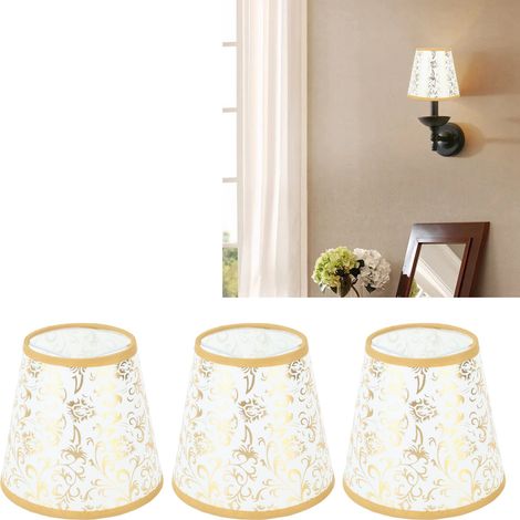 Abat-jour moderne en tissu, abat-jour créatif à clipser E14, convient aux suspensions, appliques murales, lampes de chevet et lampes de table, doré. (1/5)