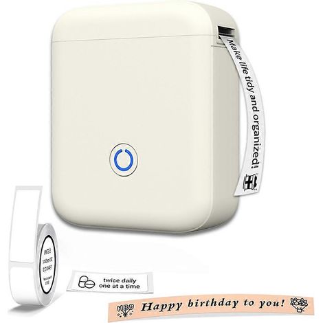 Mini imprimante d'étiquettes intelligente portable sans fil, machine d'étiquettes thermiques auto-adhésives mobile, compatible avec les entrepôts et la livraison express, Modèle B, blanc laiteux. (1/5)