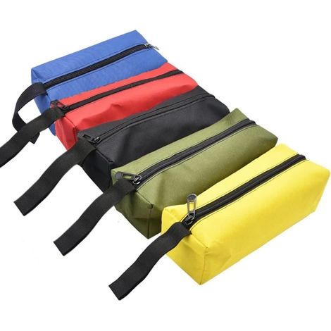 Petite trousse à outils, lot de 5 mini-trousses à fermeture éclair en toile imperméable, idéale pour ranger tournevis, boulons, clous et vis. (1/5)