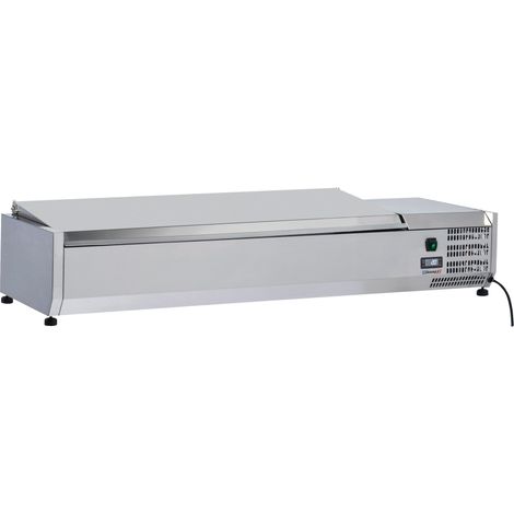 Saladette à poser 9 x GN 1/3 avec couvercle - L 2 000 x P 395 x H 282 mm - 135 W / 230 V - Casselin (1/2)