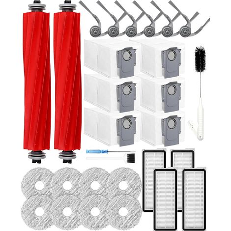 29 accessori di ricambio per robot aspirapolvere Roborock QV 35A/QV 35S/QR 598/QR 798. 2 spazzole principali, 6 sacchetti raccoglipolvere, 4 filtri HEPA, 6 spazzole laterali, 8 panni per la pulizia (1/5)