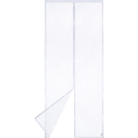 1 Moustiquaire Magnétique 90x210cm Maille Résistante Fermeture Automatique Blanc Porte Coulissante