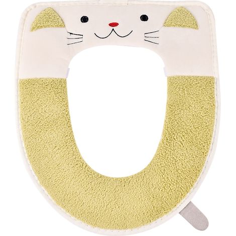 Tapis De Siège De Toilette - Pour Siège Rond Et Allongé - Avec Sangles Adhésives Et Poignée - Vert - 1 Pièce (1/5)