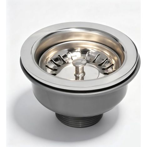 1 - Bonde à tamis - Acier inoxydable - Filtre double paroi anti-odeurs - Pour évier de cuisine - Argent - 110 mm (1/5)