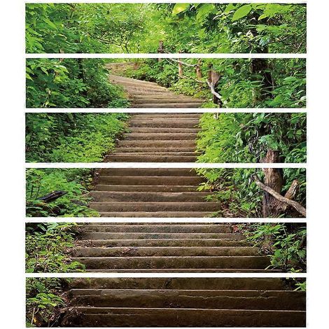6 Stück 3D-Fliesenaufkleber für Boden, Treppe, Bad und Küche, wasserfeste Wandbilder, Kunsttapete