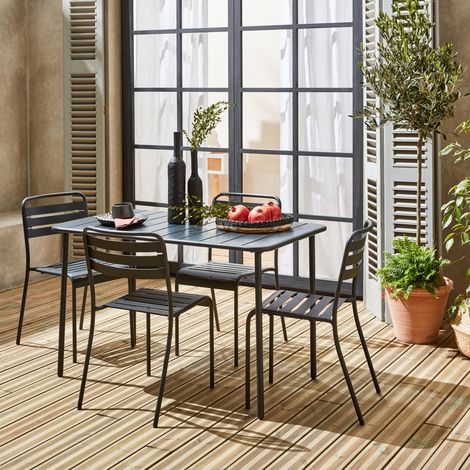 Set tavolo da giardino bistrot in metallo con 4 sedie, 120cm (1/5)