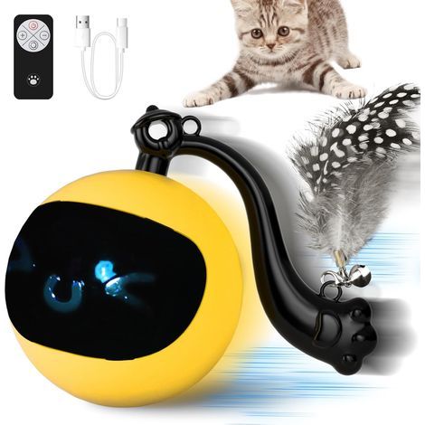 Balle interactive pour chat avec télécommande, jouet à plumes pour chat qui se déplace et roule automatiquement, rechargeable par USB, jouet pour chat activé par le mouvement avec télécommande pour ch (1/5)