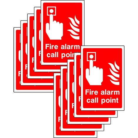 Panneaux Autocollants Alarme Incendie, 10 Pièces 15x10cm, pour Point d'Appel, Signalisation Urgence Intérieur Extérieur. (1/5)