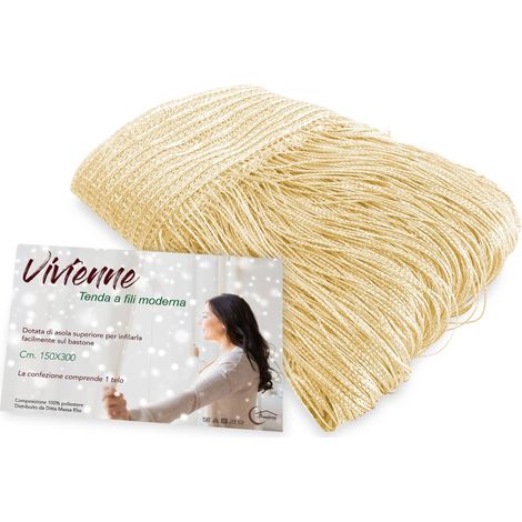 TENDA a FILI Vivienne per porta CM. 150X300 tinta unita PANNA