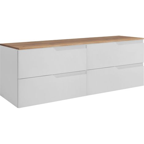 Set di mobili da bagno sotto lavabo, bianco / rovere Craft, 160 (2 x 80) x 46 x 58 cm