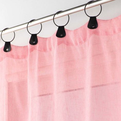 Panneau a anneaux voile tisse 140 x 240 cm Linke corail (1/3)