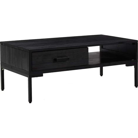 Table basse de salon, Table Café, Noir 90x50x35 cm Bois de pin massif recyclé OIB3160E (1/5)