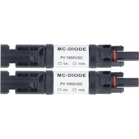 Lot de 2 Pièces de Connecteur PV Solaire 1000 V Diode Anti-retour Intégrée IP68 étanche pour Connexion Panneau Solaire(10A) (1/4)