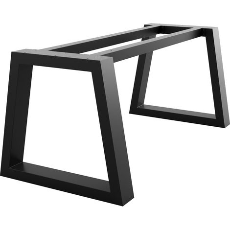 MetaloPro Extreme pieds de table en métal noir forme trapèze – Design industriel robuste pour salon ou bureau 160x80x72 cm (1/5)