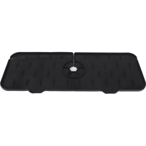 Tapis absorbant en silicone noir pour robinet, lavable et réutilisable, idéal pour la cuisine, la salle de bain et les camping-cars. (1/5)