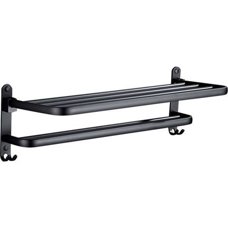 Bathroom towel rack, wall-mounted towel rack, freestanding towel rack, black, 50 cm (1/5)