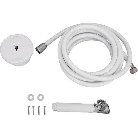 Ortviai Douche de bord pour camping-car et bateau – pommeau en acier inoxydable 316 + tuyau flexible de 4 m, haute pression et commande par pression (1/5)