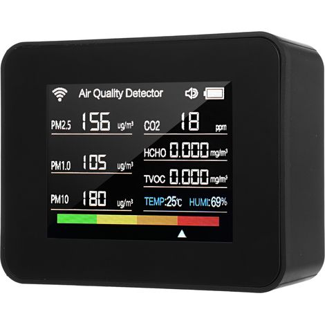 Compteur de qualité de l’air Tuya WiFi 13 en 1, moniteur intérieur détectant CO₂, TVOC, HCHO, PM2.5, PM1.0, PM10, humidité, température, date, heure, alarme, minuterie, chronomètre pour maison, bureau