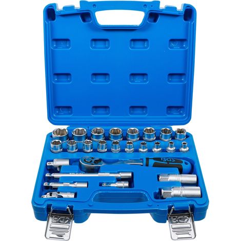 Juego  de llaves  de vaso  BGS  perfil  de onda,  accionamiento  10  mm  (3/8"),  26  piezas  -  2227 (1/4)