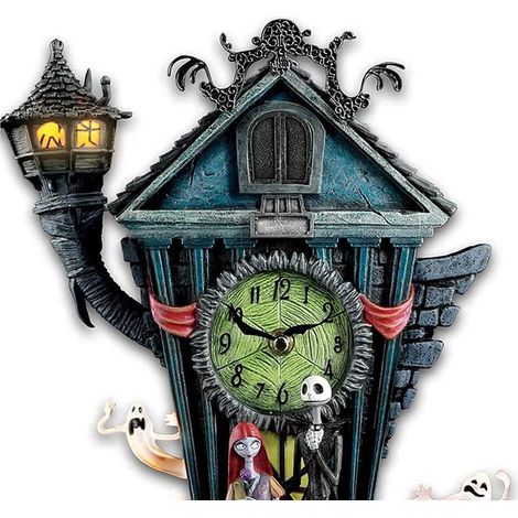 Horloge à coucou en résine, horloge traditionnelle des bois, horloge murale de Noël artisanale, œuvre d'art en résine, statue, squelette fantôme, décoration d'Halloween (1/5)