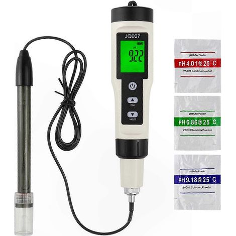 Hochempfindliches pH-Wasserqualitätsmessgerät mit hintergrundbeleuchtetem Display, präzisem Säuremessgerät und Kalibrierpulver-Set für erhöhte Genauigkeit (1/5)
