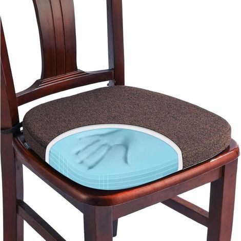 Coussin de chaise en mousse à mémoire de forme pour chaise de salle à manger, tissu tissé confortable, coussin de chaise de cuisine en forme de U de 40,6 cm, amovible et antidérapant (marron foncé) (1/5)