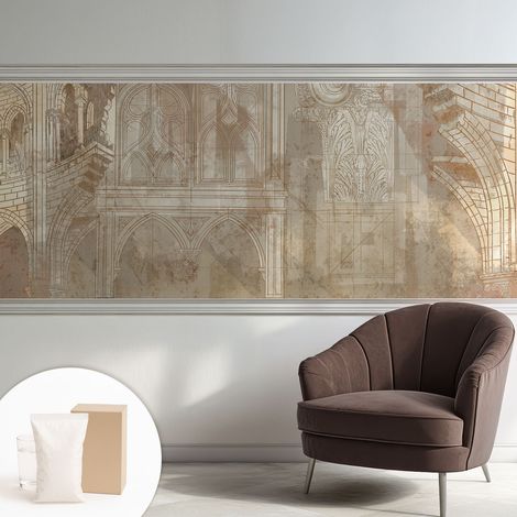 Papier peint intissé décoratif avec motifs pour salon et chambre a motif - Colle incluse gratuite Ornements historiques 250x104 cm (1/5)