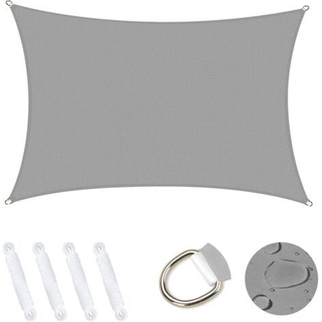 RHG Ineasicer Voile d'ombrage Rectangulaire 4x5m, Abri de Jardin 95% UV Block Sunscreen Auvent Toile Ombrage Étanche Durable pour Extérieur Patio Jardin Cour Arrière Camping Piscine - Gris (1/4)