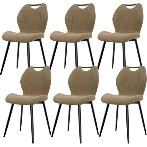 Esszimmerstühle 6er Set Khaki Polsterstühle Skandinavisch mit Metallbeinen (1/5)