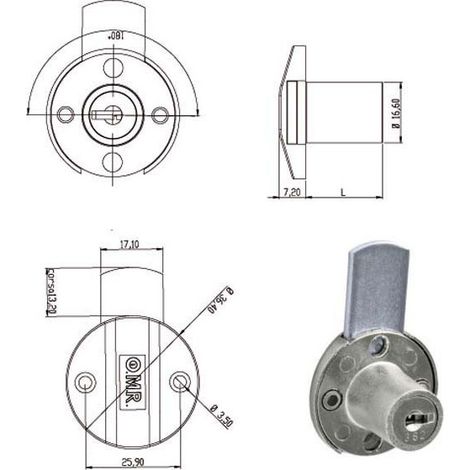 Cerradura para muebles con cerrojo superior 220300 Omr
