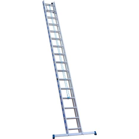 Centaure – Échelle escamotable 2 plans à corde 4m55 – Longueur déployée 8m55 – Stabilisateur en aluminium – Gros barreaux antidrapants