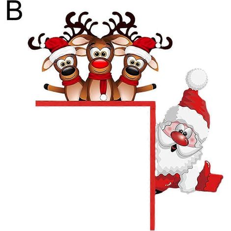 Décoration de porte de Noël rouge représentant le traîneau du Père Noël et ses rennes